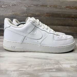Nike Air Force 1 07 Shoes Men's Size 12 White Leather Low Top Sneaker 315122-111